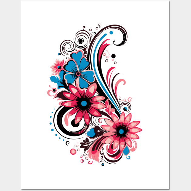 graphic background, Elegant Floral Fusion: Nature-Inspired Vector Illustration Wall Art by FK